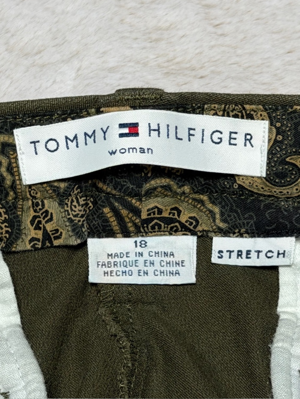 Women’s Tommy Hilfiger Olive Green Boot-Leg Pants w/stretch 18 - Picture 3 of 11
